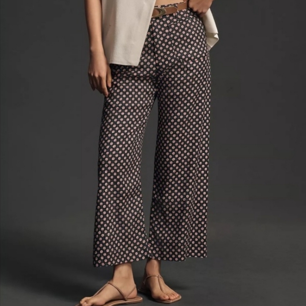 Anthropologie Colette Crop Wide-Leg Pant By Maeve: Linen Edition